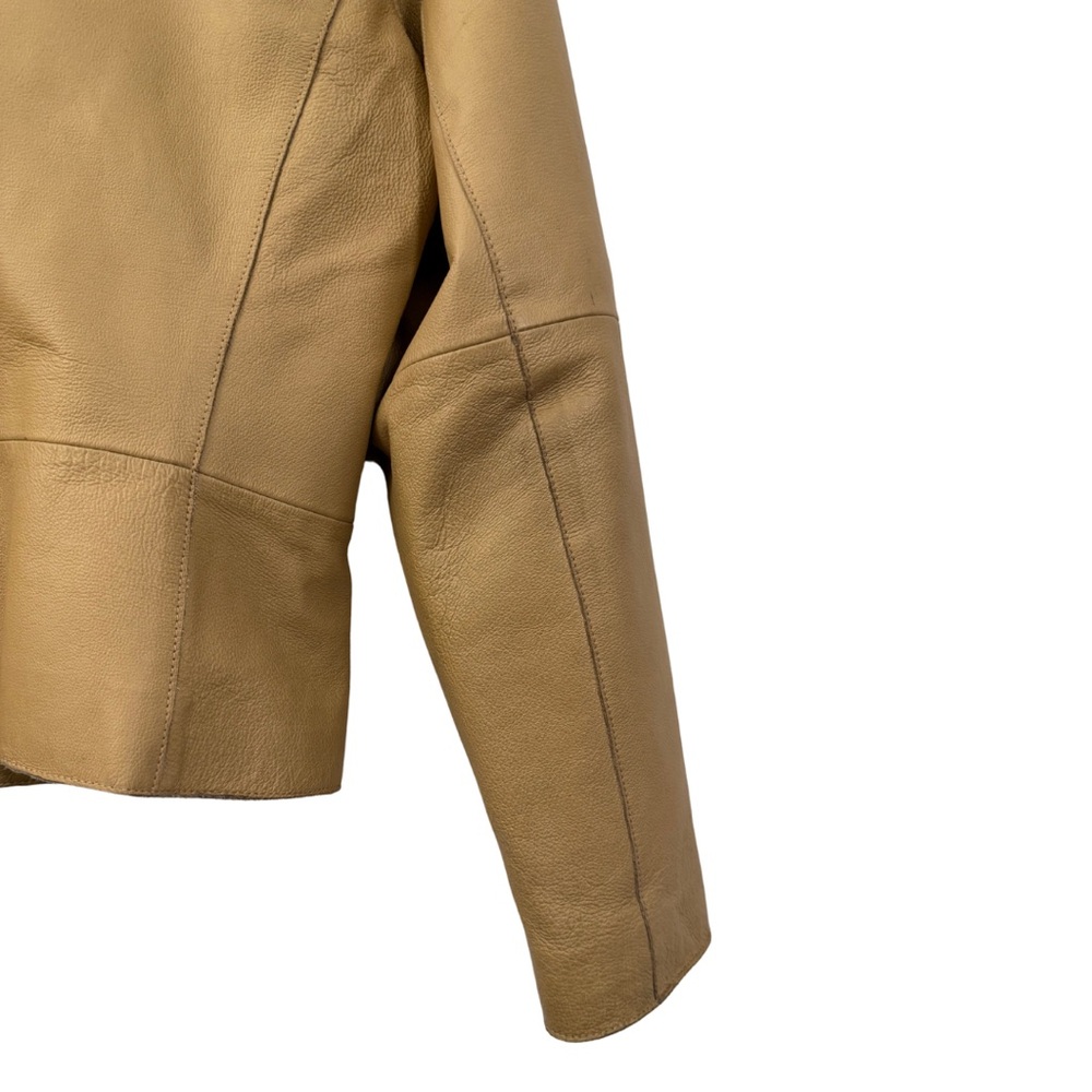 Vintage Clio Tan Lined Real Leather Jacket, Womens Size 10, Snap Button Closure - Picture 3 of 8